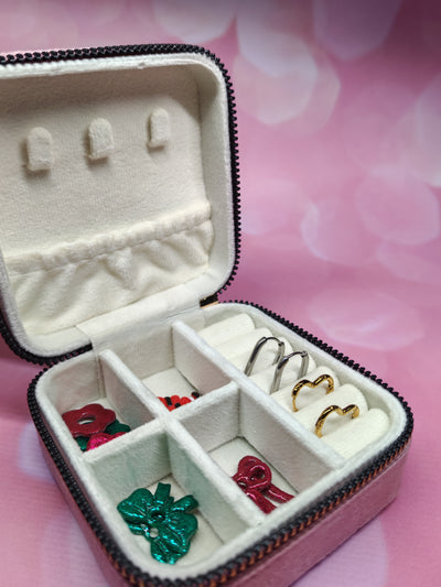 Boîte à Bijoux de Voyage – Velours Rose