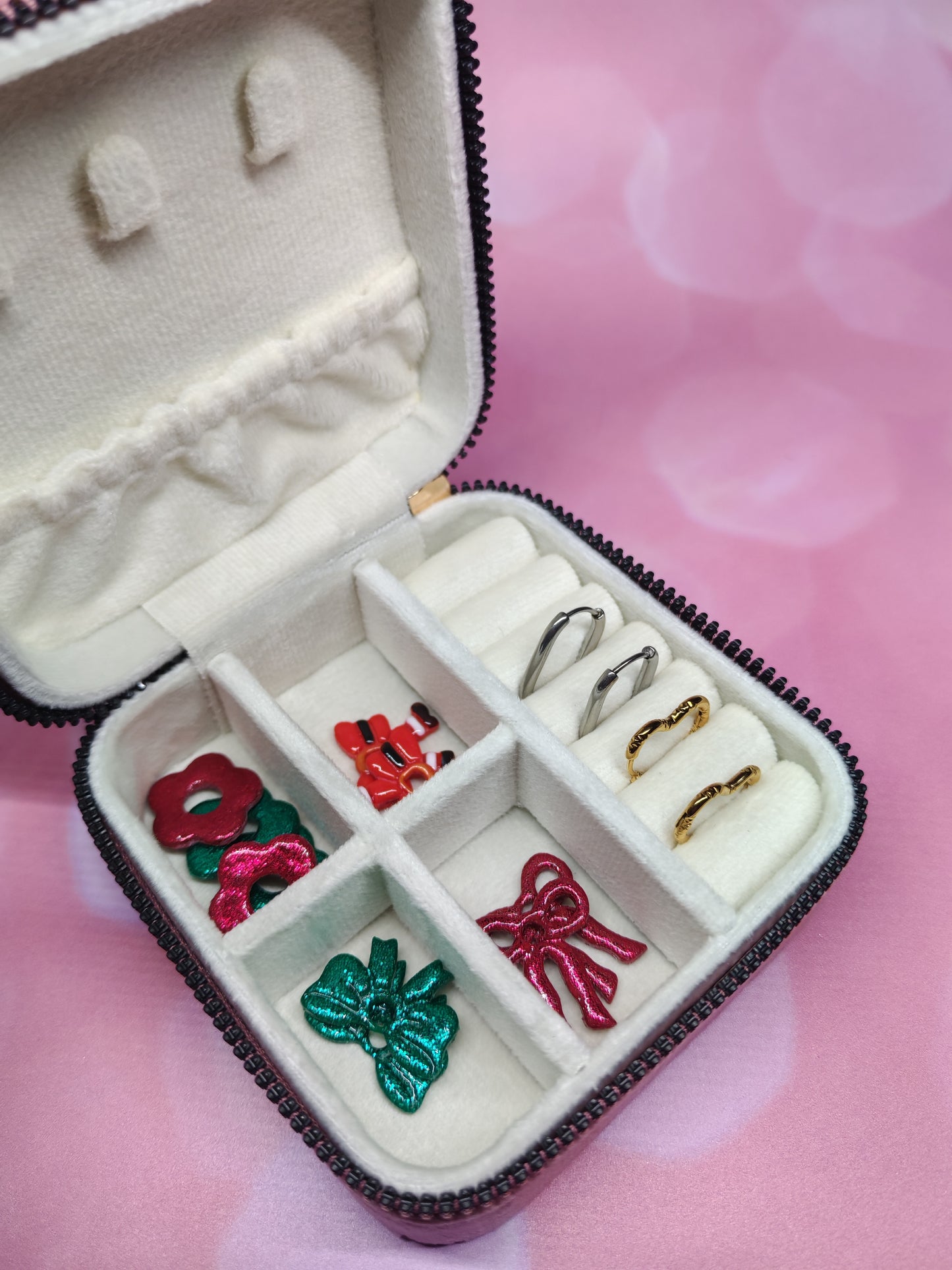 Boîte à Bijoux de Voyage – Velours Rose
